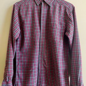 L.L. Bean Red and Green Plaid Casual Button Down Shirt